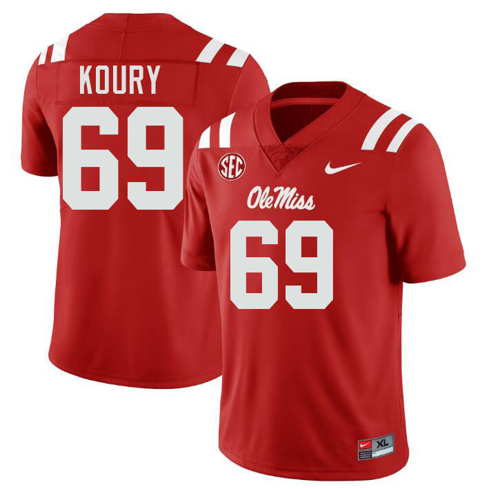 Ole Miss Rebels #69 Joe Koury College Football Jerseys Stitched-Red